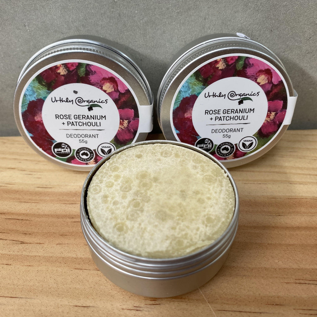 Rose Geranium + Patchouli Deodorant - UrthlyOrganics Natural ethical skincare and cleaning