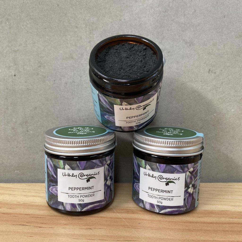 Peppermint & Activated Charcoal Toothpowder 50g - UrthlyOrganics Natural ethical skincare and cleaning