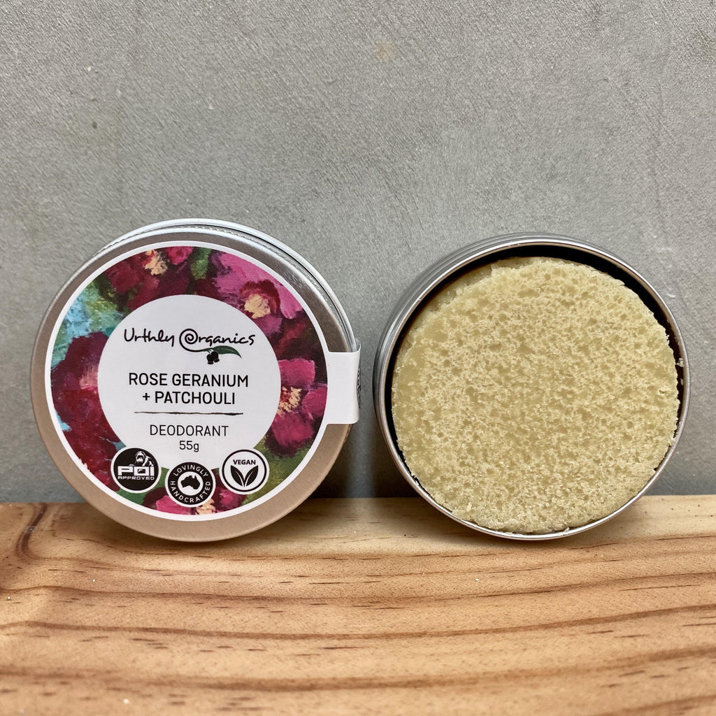 Rose Geranium + Patchouli Deodorant - UrthlyOrganics Natural ethical skincare and cleaning
